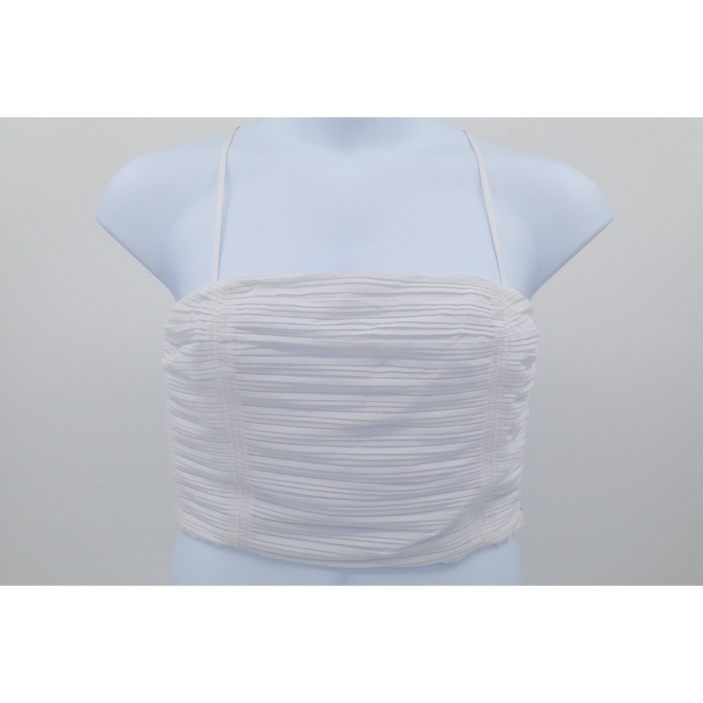 NWT Madewell Womens Poplin Crop Tube Top Pleated White Smocked Cotton Size 10 - Picture 3 of 10